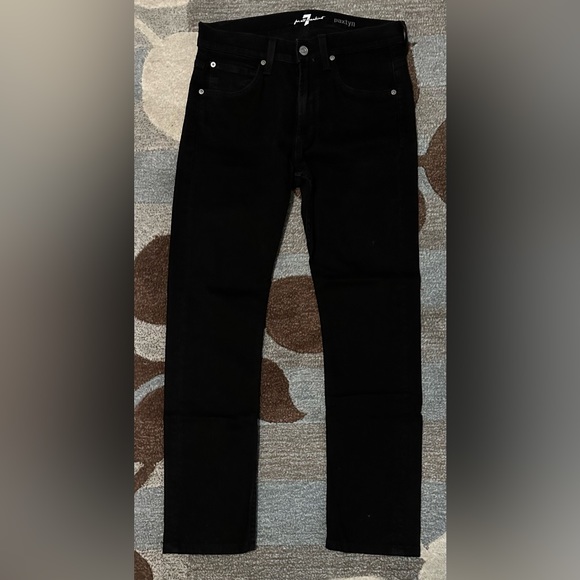 7 for All Mankind Paxtyn Skinny Jeans in True Black Wash - Picture 2 of 7